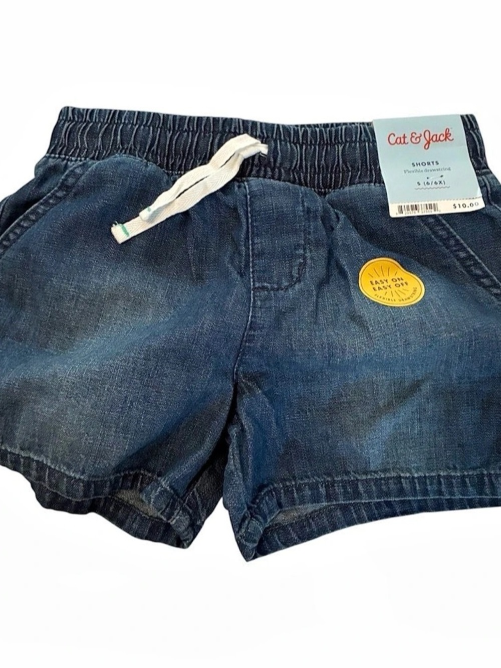 Cat & Jack Flexible Drawstring Denim Woven Shorts Blue Girls 6/6X